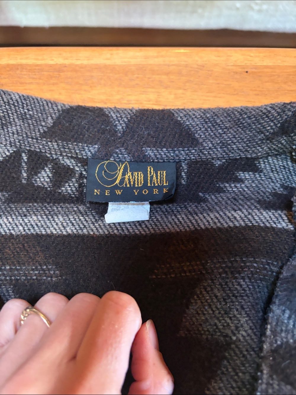 Southwestern Pattern Button-Up Jacket in Charcoal & Gray - Picture 3 of 4